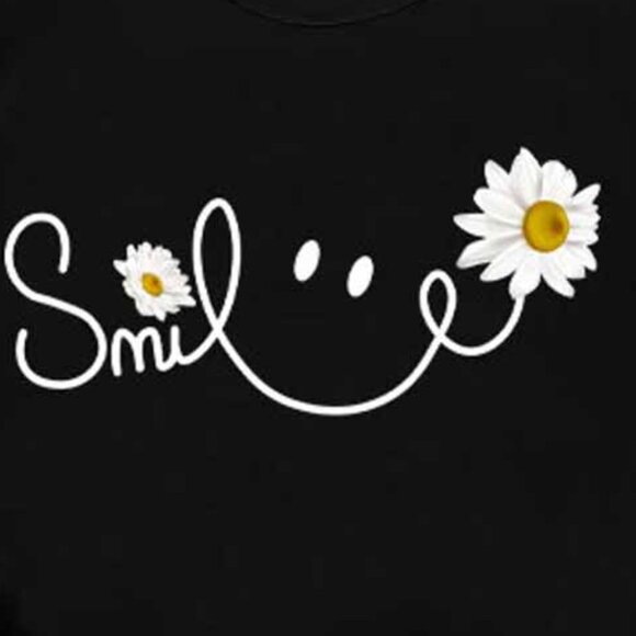 Daisy Smile Face TShirt, Daisy Flower Smile Tshirt, Summer Women Tees - Picture 2 of 4